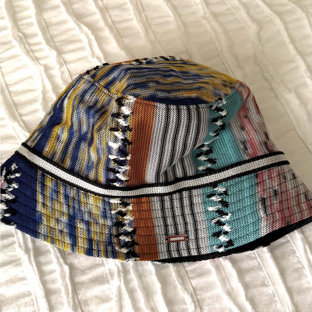Missoni Multicolor Knit Bucket Hat — Blue, Yellow, Teal, Rust, Pink, Black